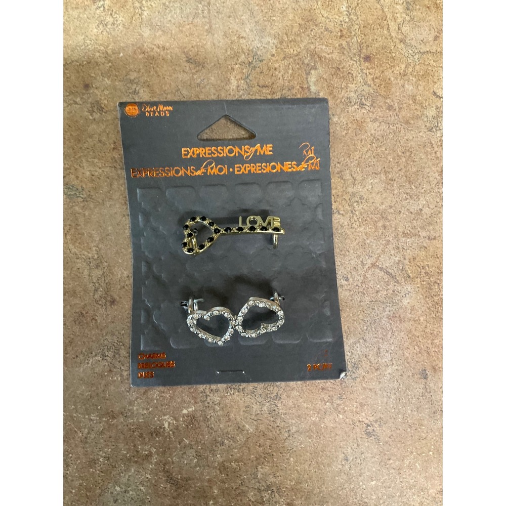 Blue Moon Beads Expressions of Me Love Key and Double Heart Charms 2pc Set NEW
